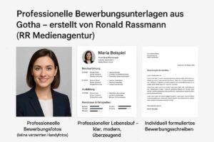 Professionelle Bewerbungsunterlagen mit Lebenslauf und Bewerbungsfoto von Ronald Rassmann.